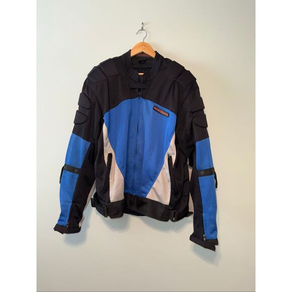 Motoboss Men's XXL Motorcycle Riding Jacket Blue Black Sporty Street Bike Gear - Picture 3 of 13